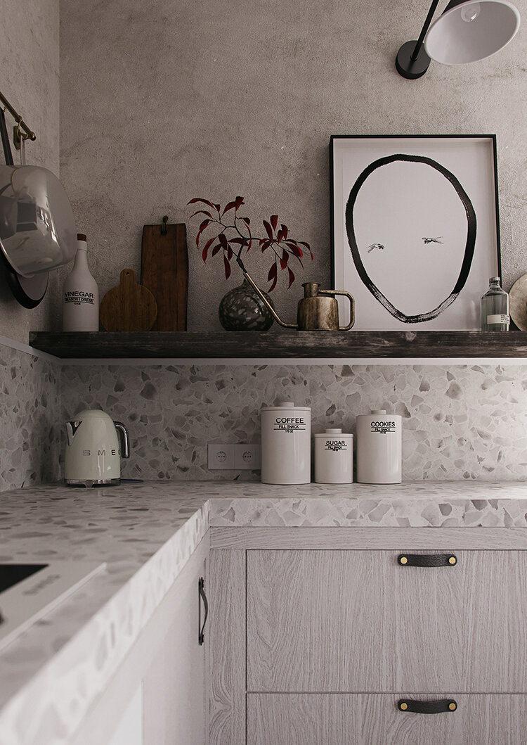 Restaurant Granite Chips White Terrazzo Kitchen Countertops Benchtops