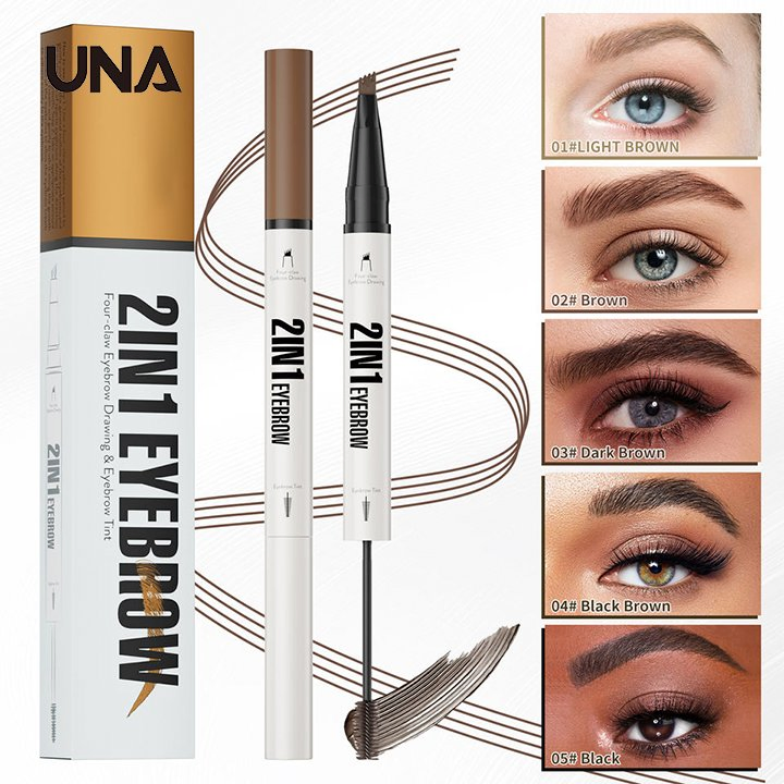 New Double Head Waterproof Long-Lasting 2 in 1 Liquid Eyebrow with Eyebrow Tint Pen