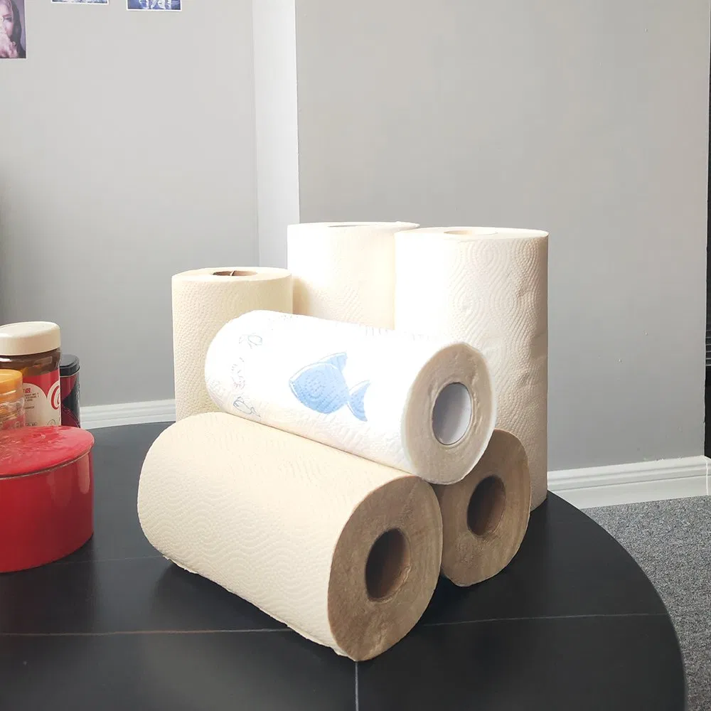 Green Soybean Bamboo Pulp Customized Logo Tissue Kitchen Towel Roll