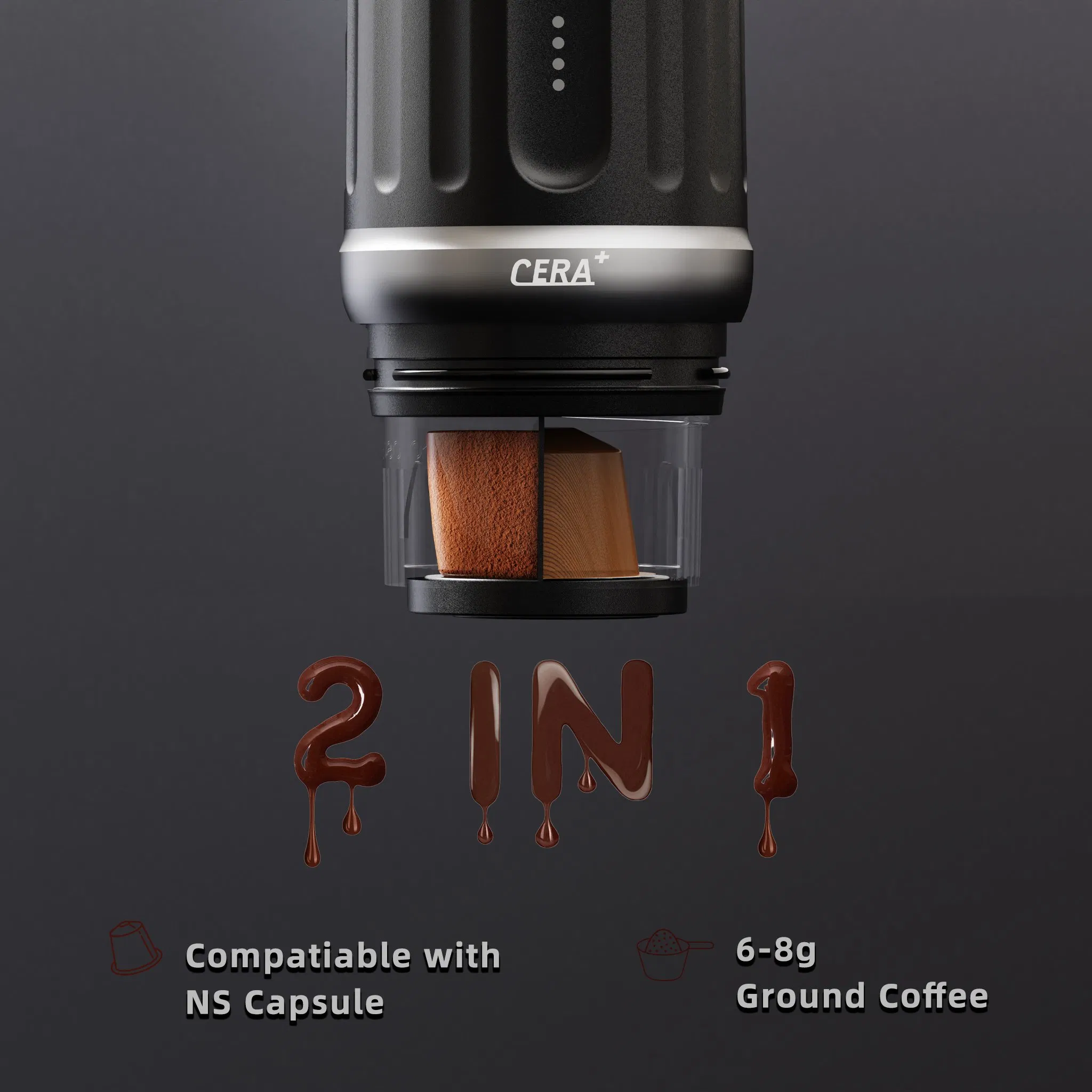 Cera+ Portable Espresso Coffee Maker 20bar USB Electric Car Powered for Travel & Outdoor Use PCM03s