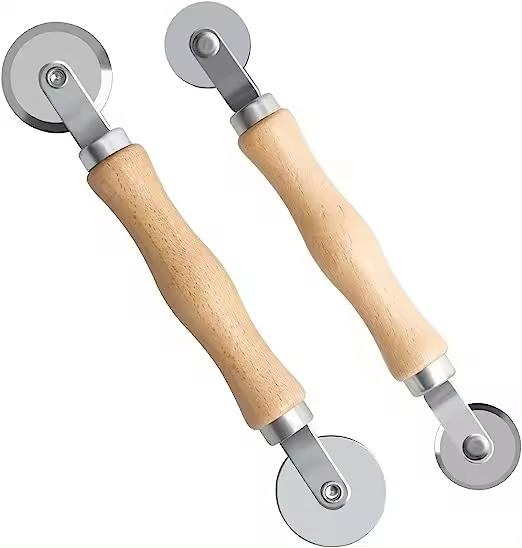 Door Screens Spline Roller with Wood Handle & Steel- Wheels Screen Rolling Tool Kit