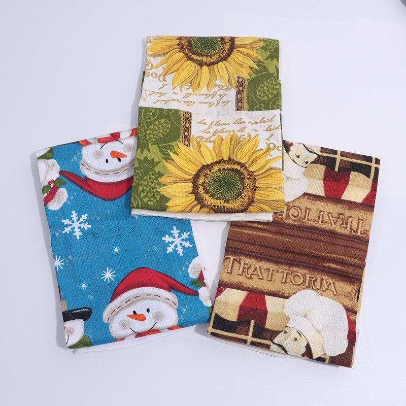 Custom Digital Printed Personalized Christmas Design Linen Dish Towel Sublimation Tea Towels