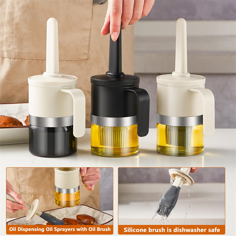 300ml Olive Oil Bottle Kitchen Oil Dispenser Bottle with Silicone Brush