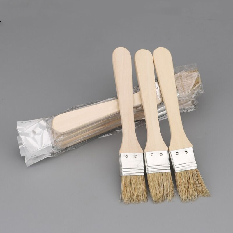 Белая нейлоновая кисть для художника, деревянная ручка