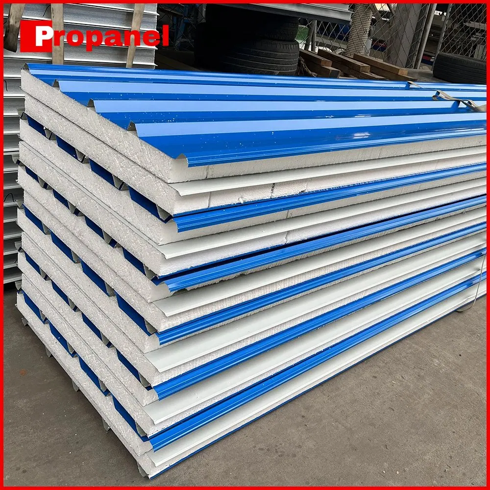 Factory Price 50mm 80mm 100mm 150mm Insulated Waterproof EPS Sandwich Roof Panels for Warehouse and Prefabricated Houses