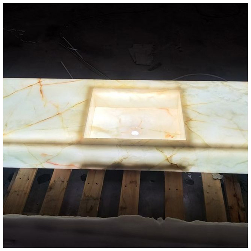 Translucent Snow White Onyx Marble Vanity Tops