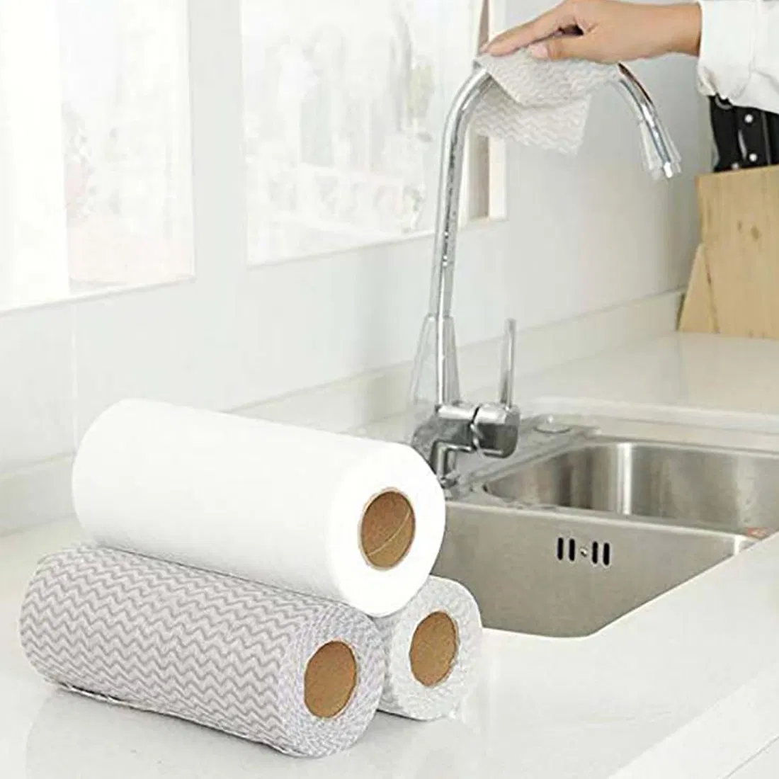 Restaurant Use Reusable Microfiber Cleaning Kitchen Nonwoven Perforated Roll Wash Dishcloth