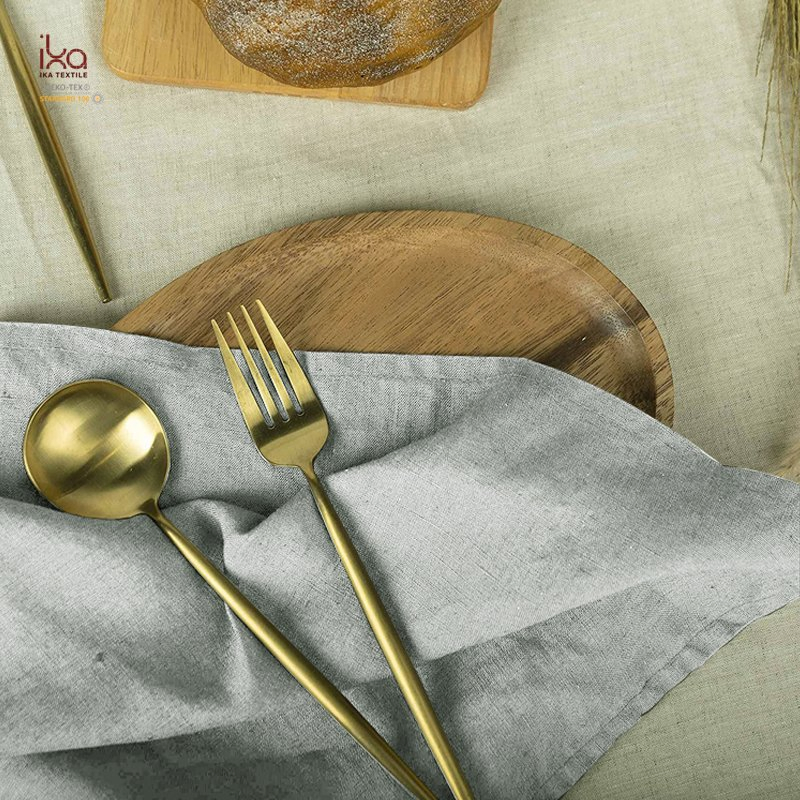 Decorative Natural Hot Sale Items Dinner Brown White Blue Color Printed Embroidered Custom Personalized Linen Napkin