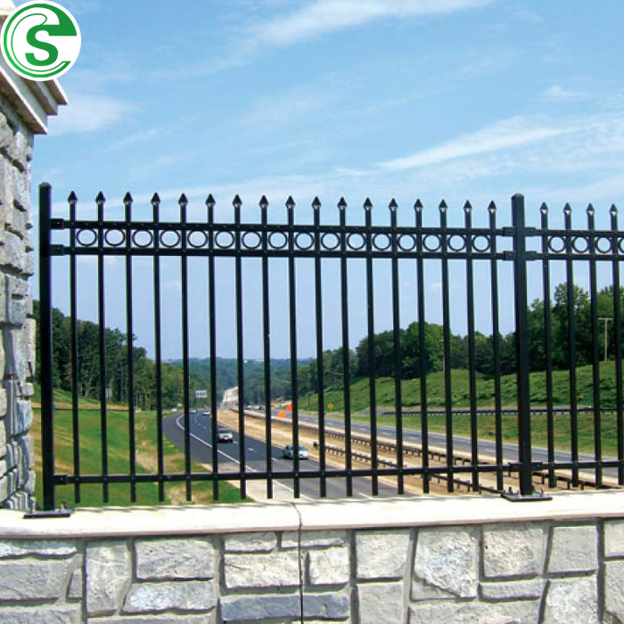 Decorative Ring Galvanized Wrought Iron Fence Swimming Pool Tubular Metal Fence Panels