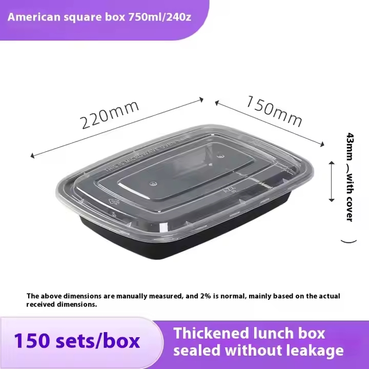Fast Food Takeout Lunch Box Disposable 1000ml Plastic Rectangular Container
