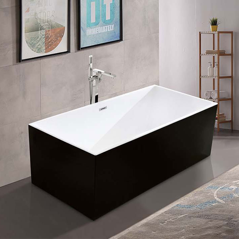 Прямоугольная акриловая ванна белая с черным