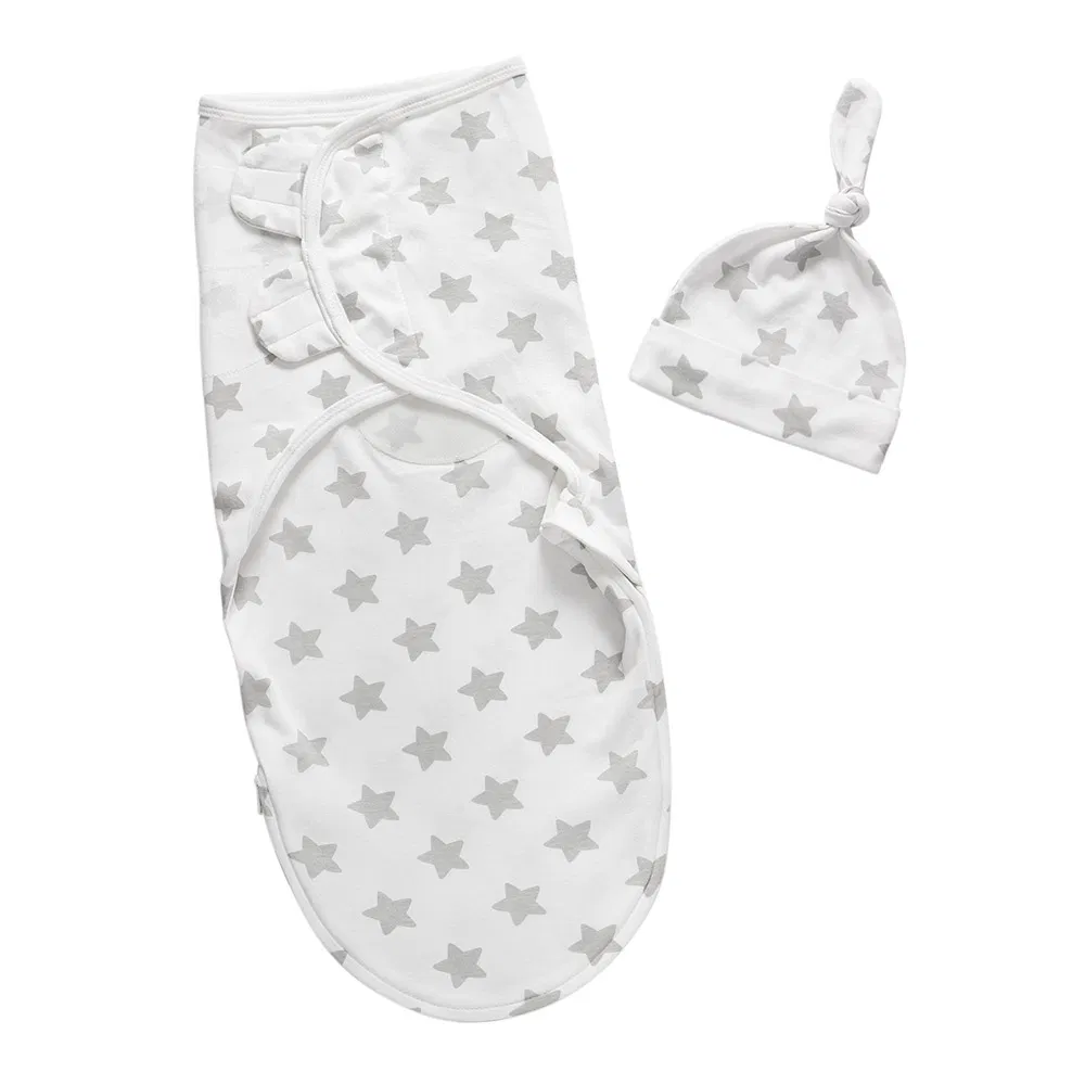 Adjustable Newborn Swaddle Wrap Infant Sleep Sacks Babies Pajamas with Hat