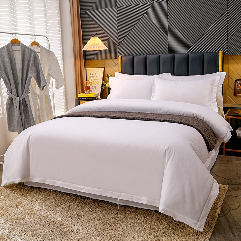 Wholesale 100% Cotton Home Hotel Textile Duvet Cover Set Hotel Quilt Core Satin Bed Sheets Double Coverlets Pure White Four-Piece Bedding Set for Hotel