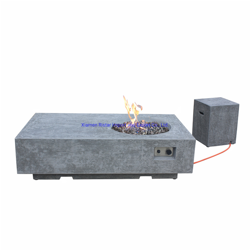 High Performance Cast Concrete Table Square Fire Pit Gas Tank Cover Side Table