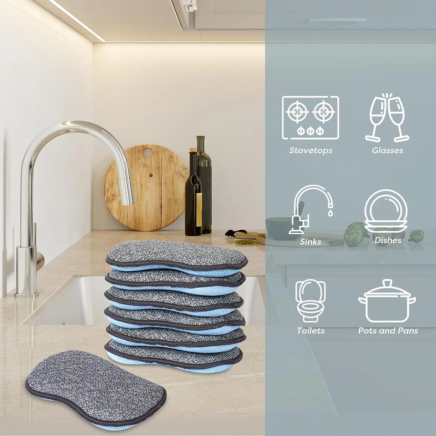 Factory Direct Kitchen Sale Double-Sided Non-Scratch Dishwashing Cleaning Sponge