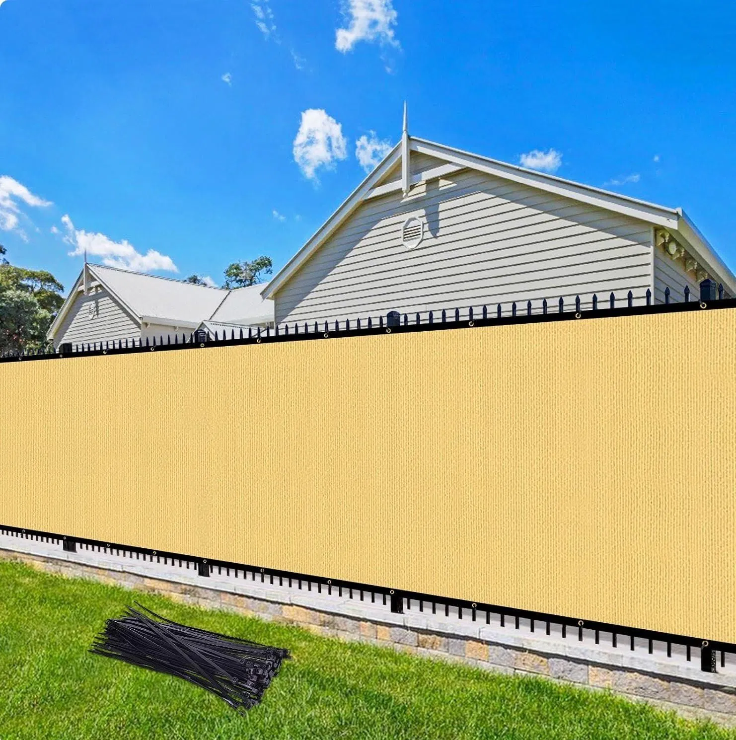 Extra Thick Reinforced Edges Balcony Privacy Wind Screen, Durable Outdoor Shade Cloth Screen with Ropes for Porch, Garden, and Apartment Railings