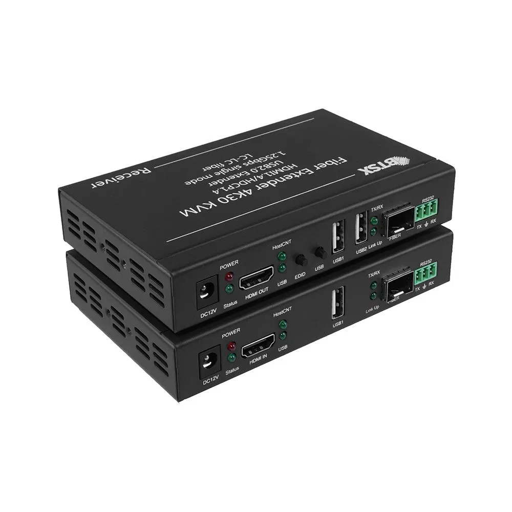 HDMI-удлинитель по оптоволокну 4K, 10 км, 2 USB, RS232