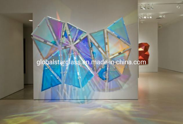 Dichroic Coated Pink Green Colorful Semi-Reflective Color Changing Magic Glass for Curtain Wall Can Be Tempered