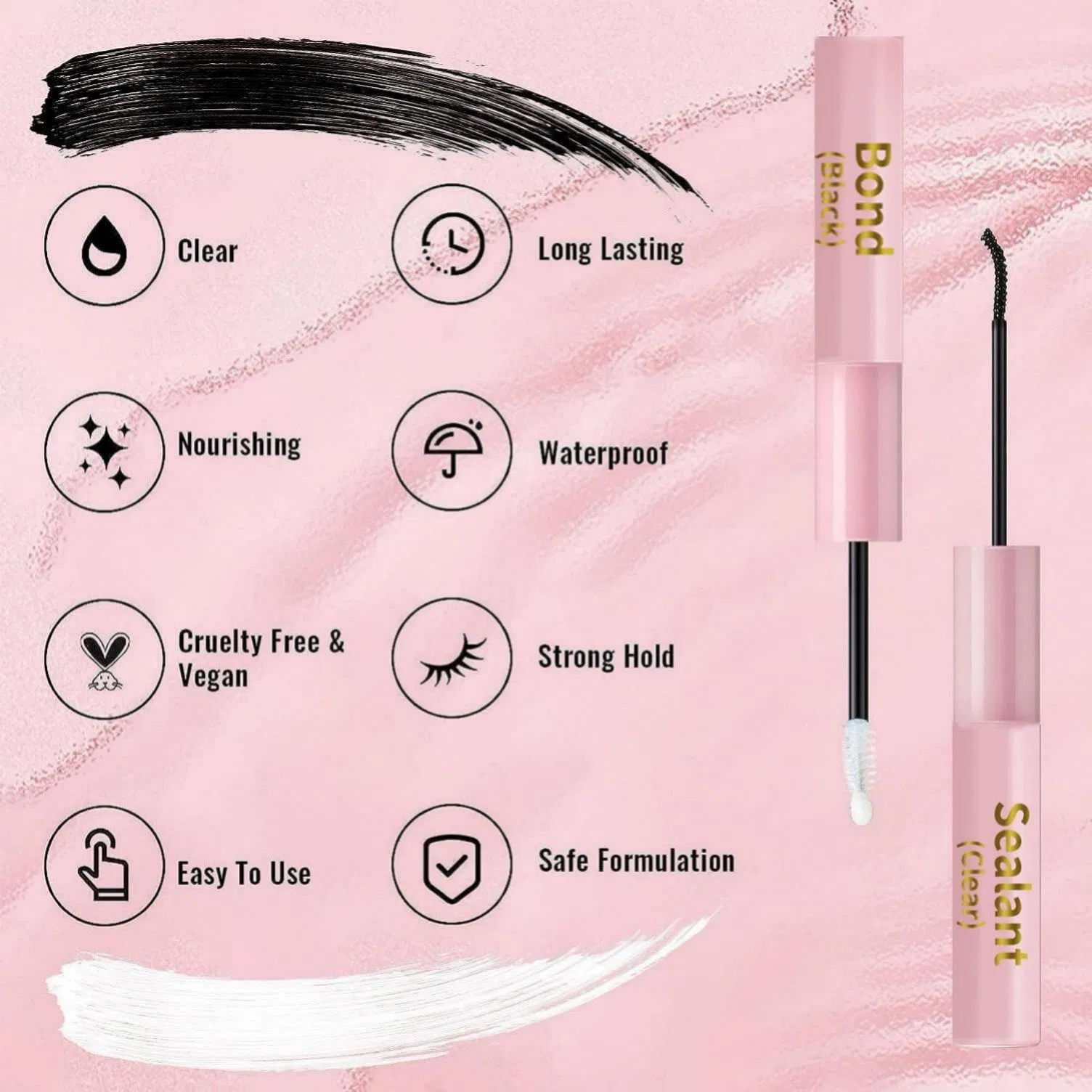 Clear Glue with 2-in-1 Eyelash Sealant for Long-Lasting Hold