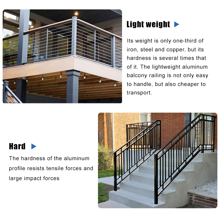 Simple Design Handrail Balcony Balustrades Aluminum Handrail Fence Guardrail