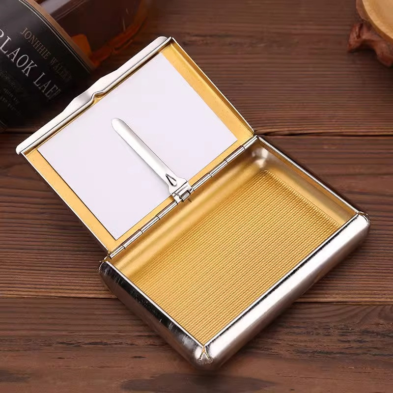 Ea544 Designer Custom Stainless Steel Boxes Smoking Electronic Windproof Electric USB Luxury Cigarette Rechargeable Lighter Modern Cut Tobacco Packaging Box