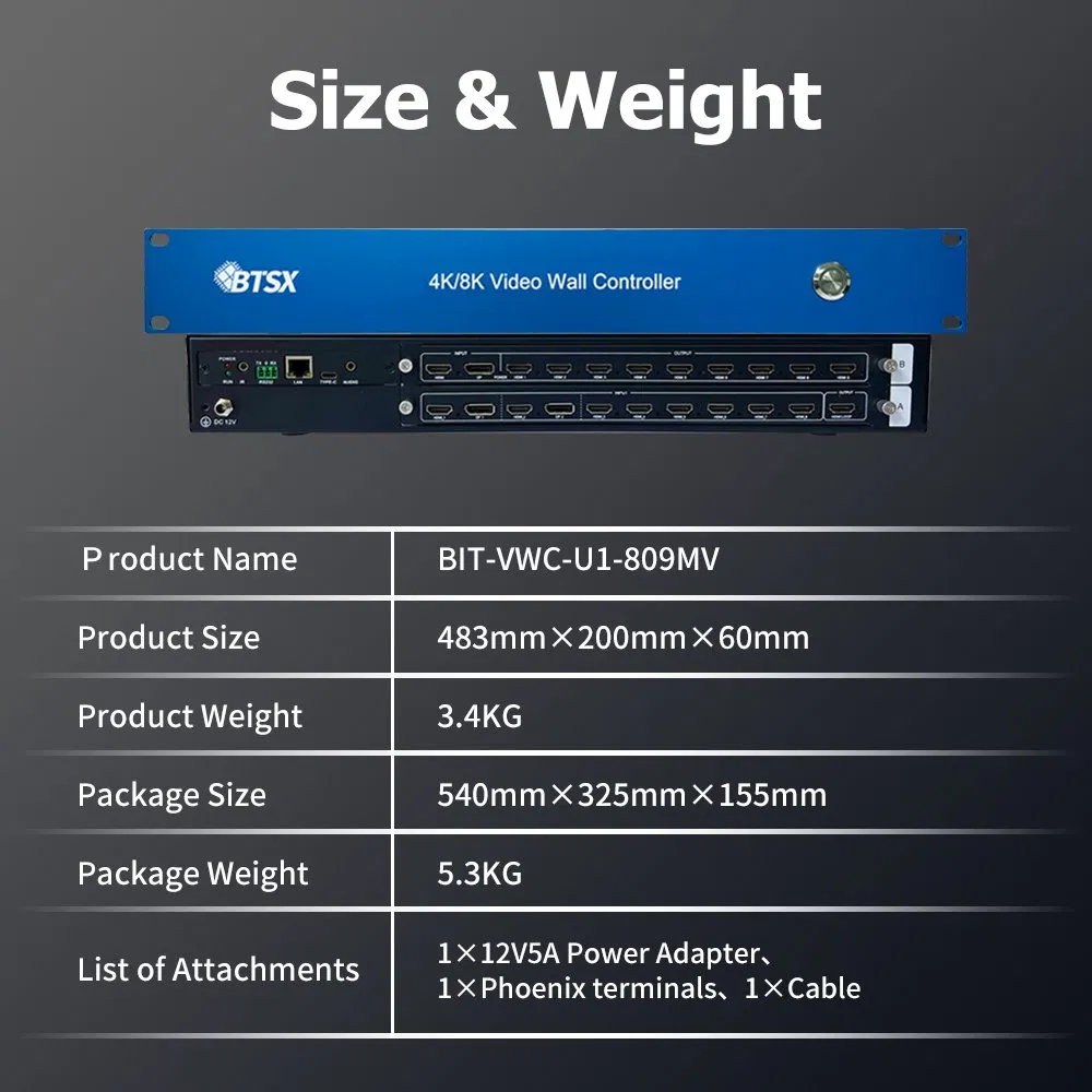 Матричный коммутатор Bitvisus 9x8 HDMI 4K с ИК-пультом