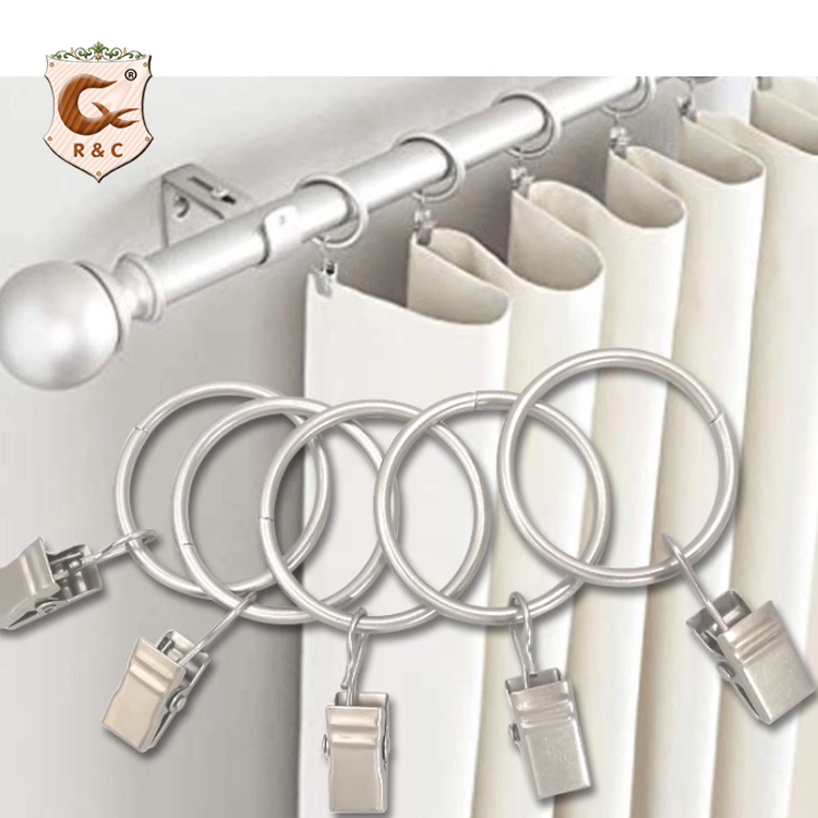 Modern Double Nickel Hooks Shower Curtain Rings Bathroom