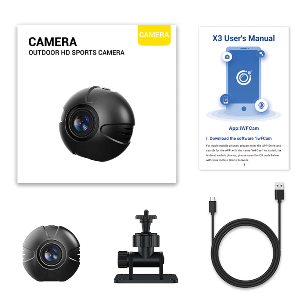 X3 Removable Action Camera Outdoor Smart PTZ Camera IR Series Wireless WiFi Connect Large Battery Support Memory Card