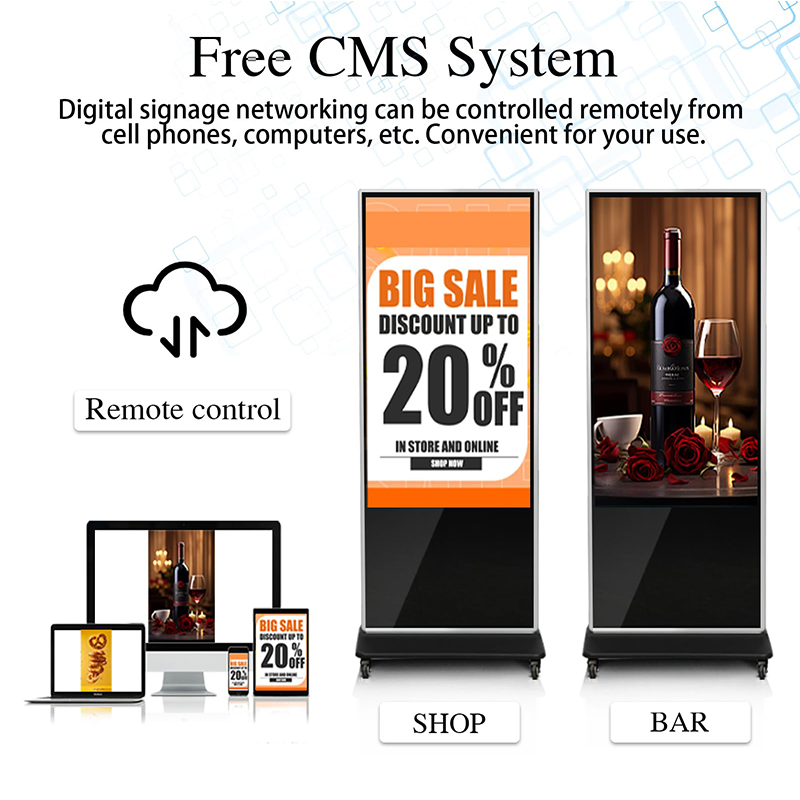 China 43 55 65 Inch Indoor Floor Stand Digital Signage Totem Video Player Touch Screen TV Vertical Interactive LCD Advertising Kiosk Display for Shopping Mall
