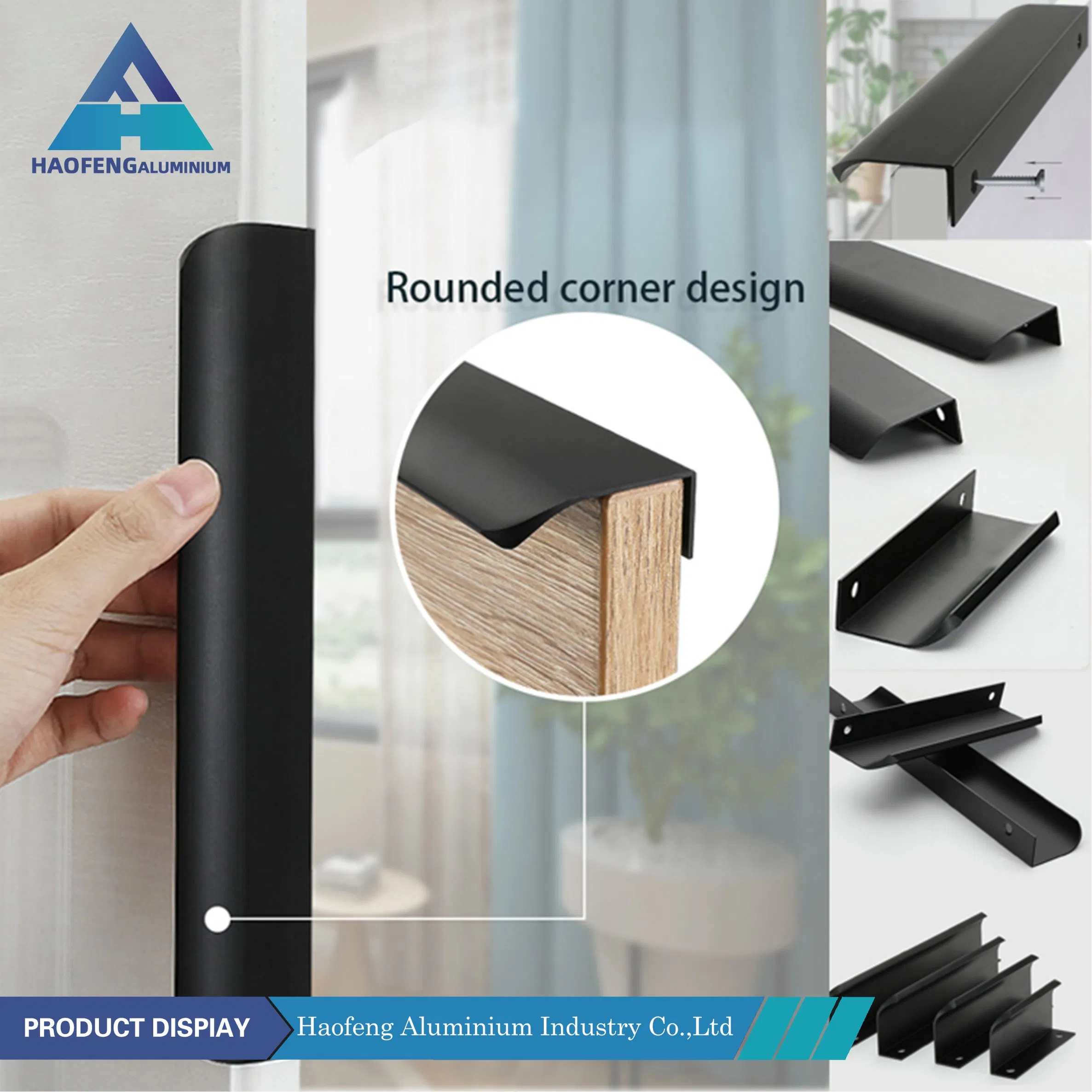 Hidden Aluminum Cabinet Handles Hot Sale High Quality Gold Cabinet Pull Factory Promotional Strong Black Handle