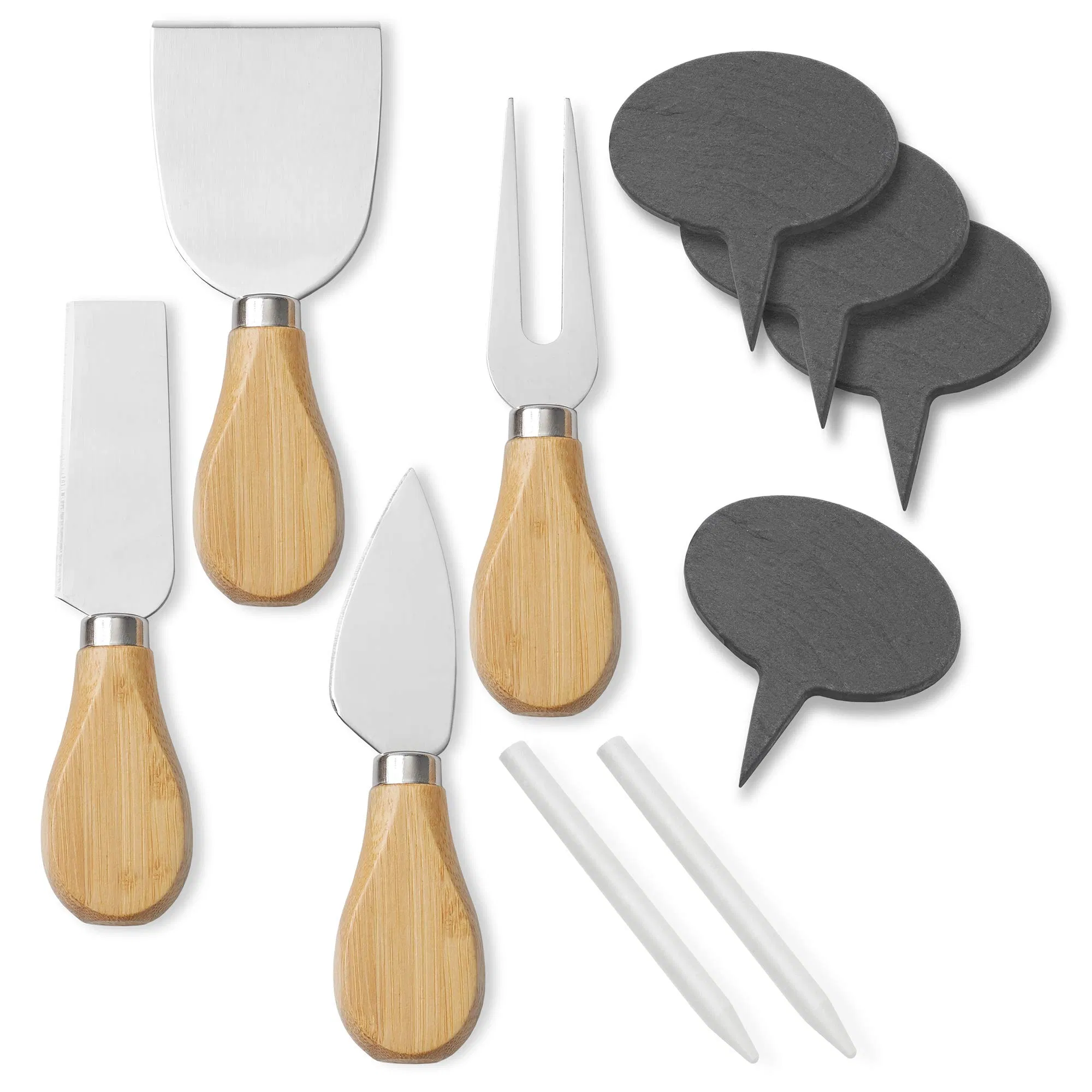 Набор для сыра из бамбука со сланцевыми мисками