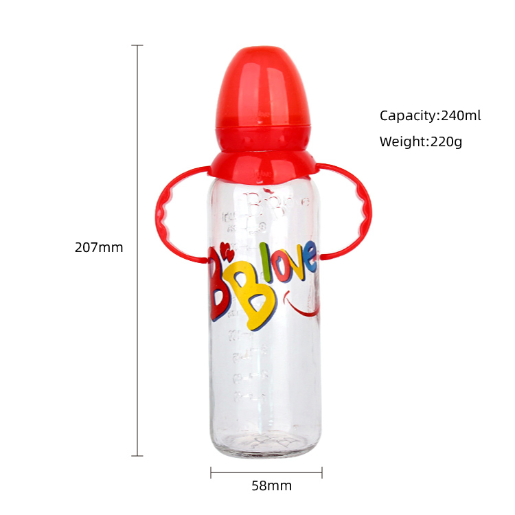 240ml Glass Baby Feeding Bottle with Handle for Wholesale