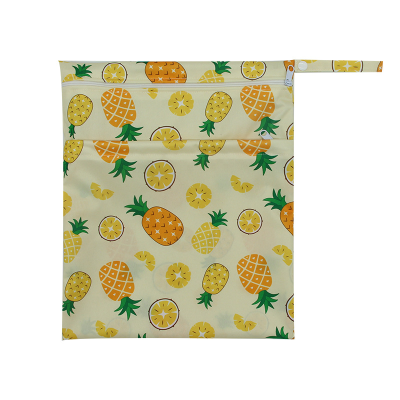 Double-Zipper Printed Diaper Bag, Specially Designed for Baby Outings, Washable Storage Bag, Dry and Wet Bag