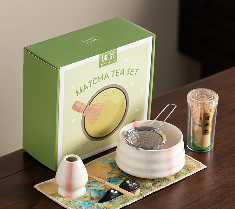 7 PCS Matcha Bowl Ceremony Accessory Japanese Morganic Whisk Chasen Kit Tools Set Spout Coffee Tea Tools