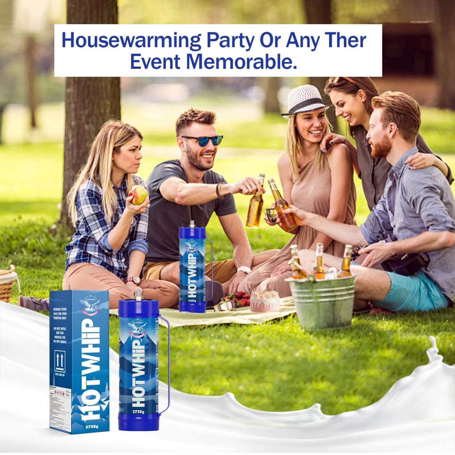 Wholesale Competitive Price Cream Nitrous Oxide Gas Cylinder 0.95L 3.3L N2o Canister 640g Food Grade Whip Cream Charger