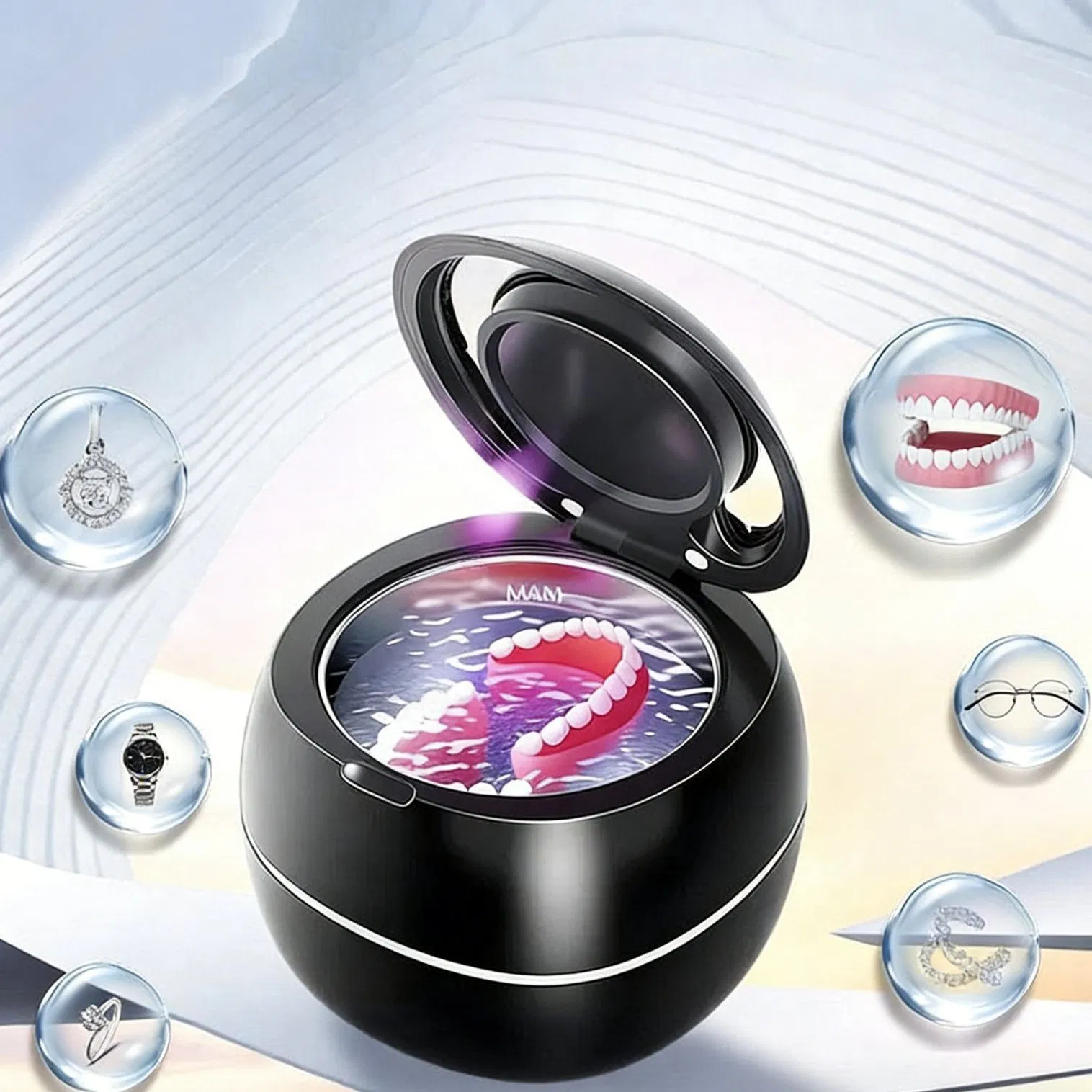 Portable Ultrasonic Cleaner with UV Light for Jewelry Dental Care Cleaning Machine