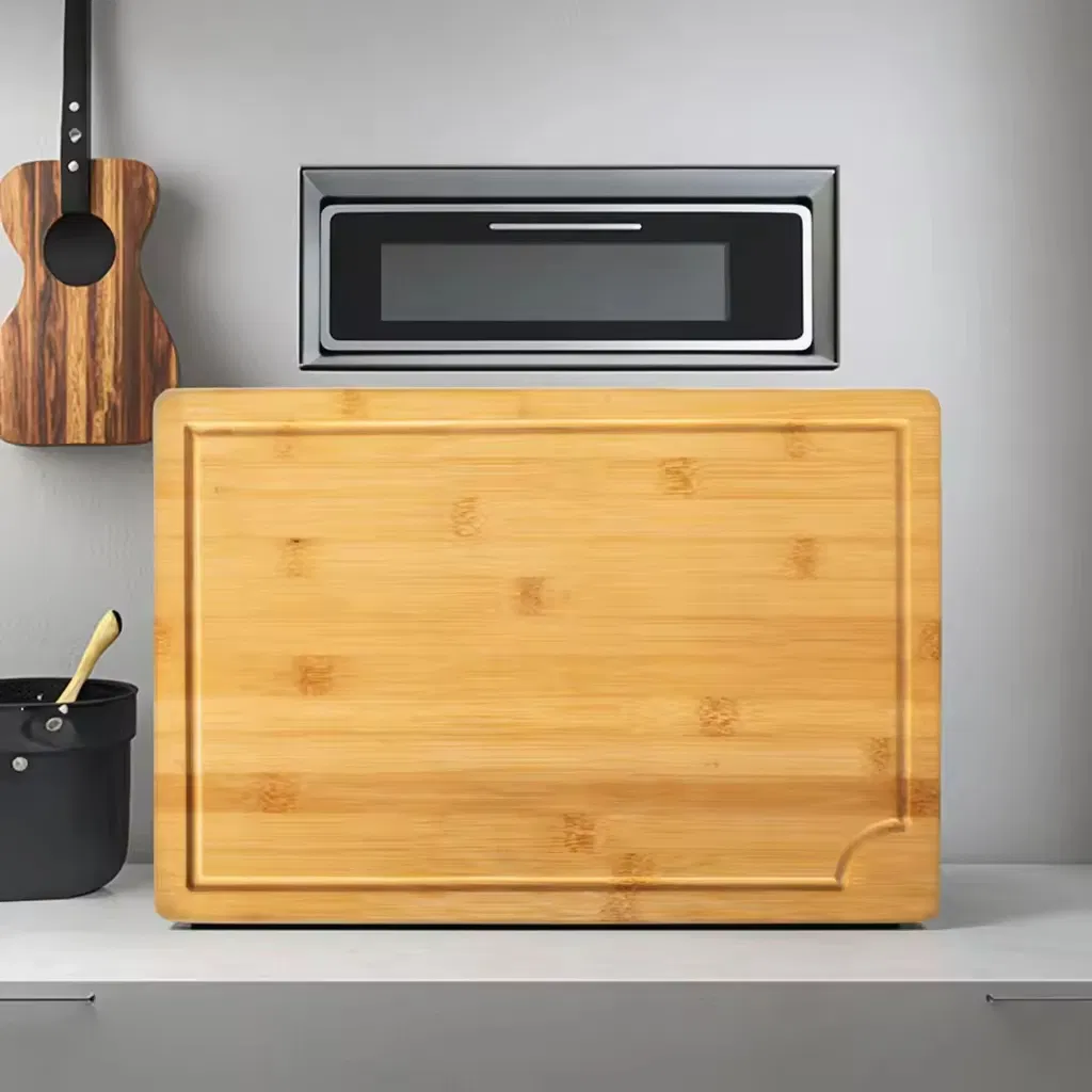 Large Eco-Friendly Bamboo Cutting Board Laser Carved Juice Grooves for Vegetables Fruits Wooden Chopping Block Side Handles