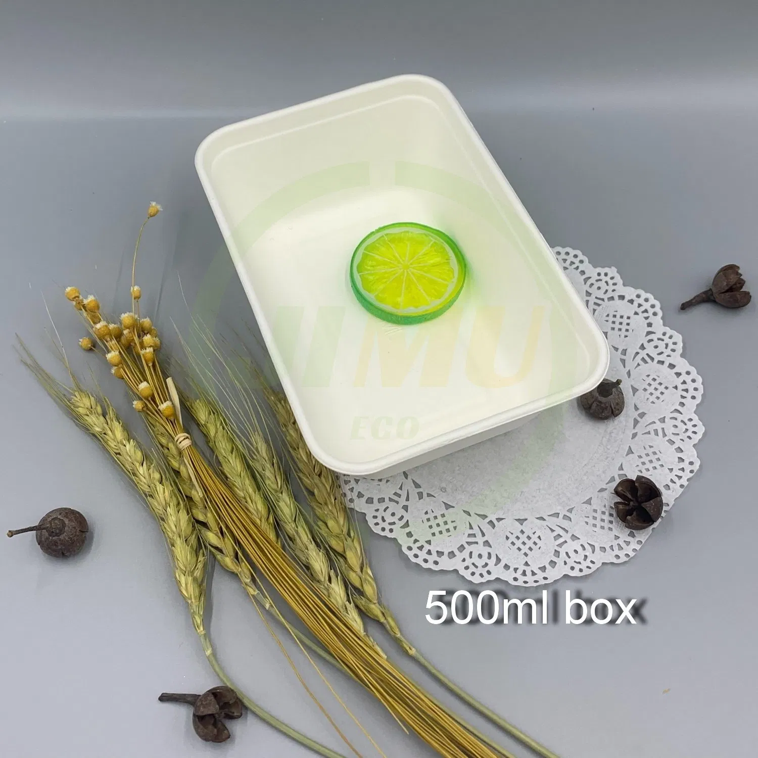 500ml 650ml Disposable Biodegradable Sugarcane Bagasse Tableware School Food Container Box Lid
