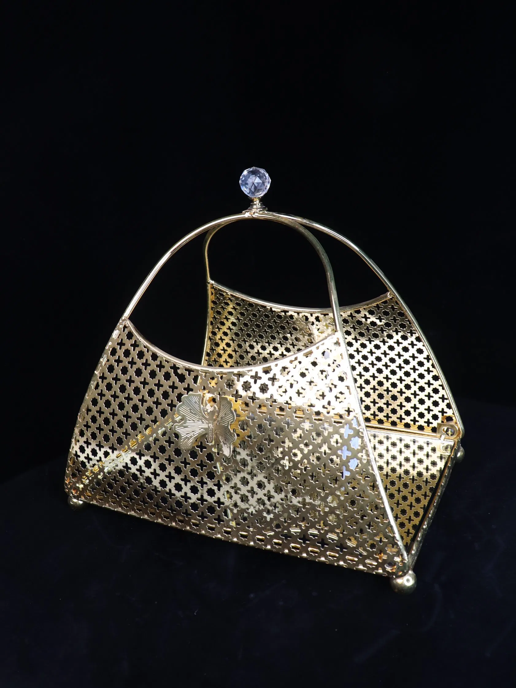 High End Modern Dining Table Decoration with Gold-Plated Iron Fruit Baskets
