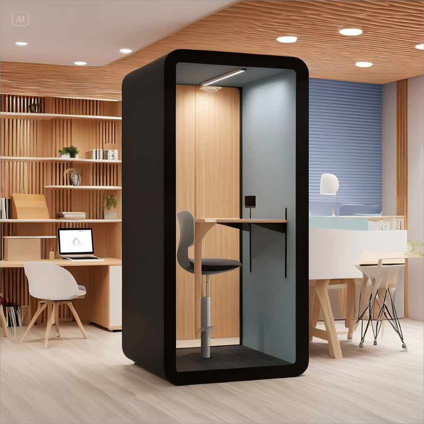 Modern Soundproof Office Booth: Durable Aluminum and Double-Glazed Glass
