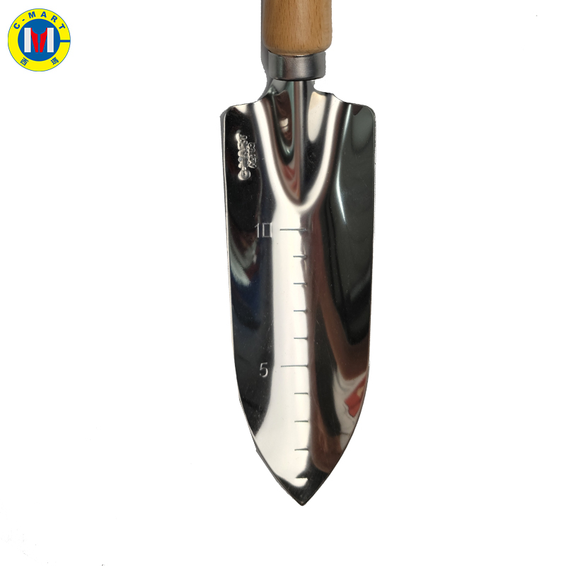 C-Mart Top Quality Stainless Spade Multi-Functional Wooden Handle Hand Gardening Tool Mini Garden Tools Shovel Scaled Shovel