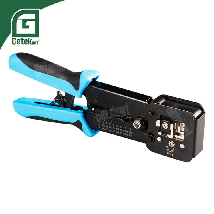 Geteknet Networking Tool Self-Adjusting Cable Cutter Crimper Inserter Tool Network Hand Cutting Crimping Pliers