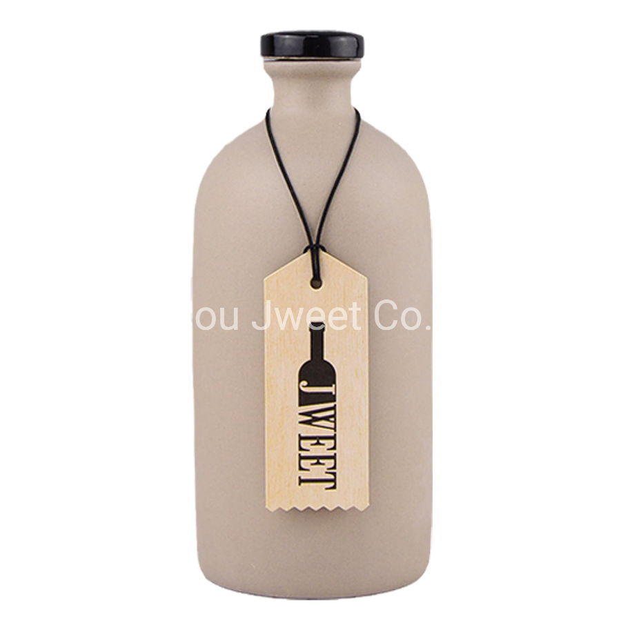 Custom 500ml Hand Painted Olive Oil Bottle Ceramic Liquor Bottle