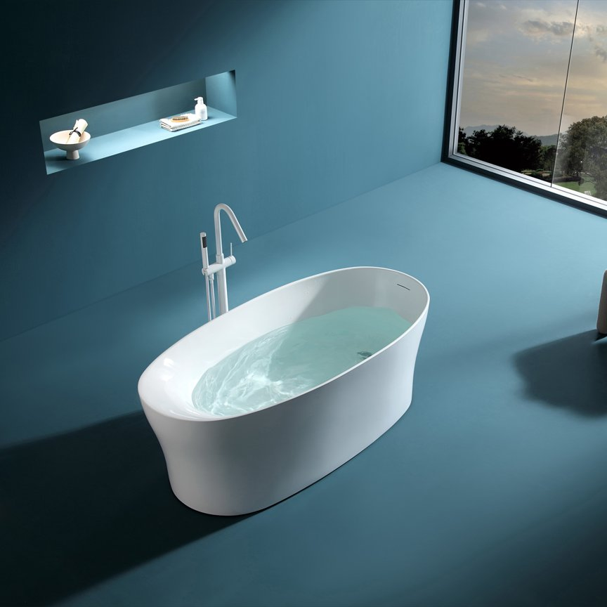 Акриловая отдельностоящая ванна с переливом