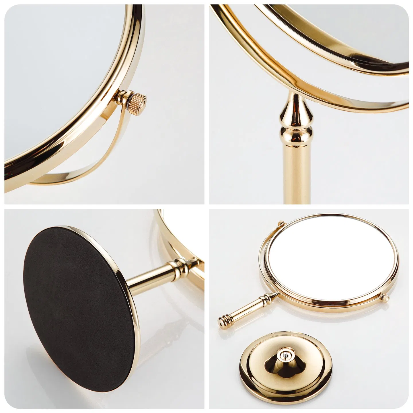 8 Inch Gold Finish Two-Sided Swivel Stand Magnifying Bathroom Makeup Mirror