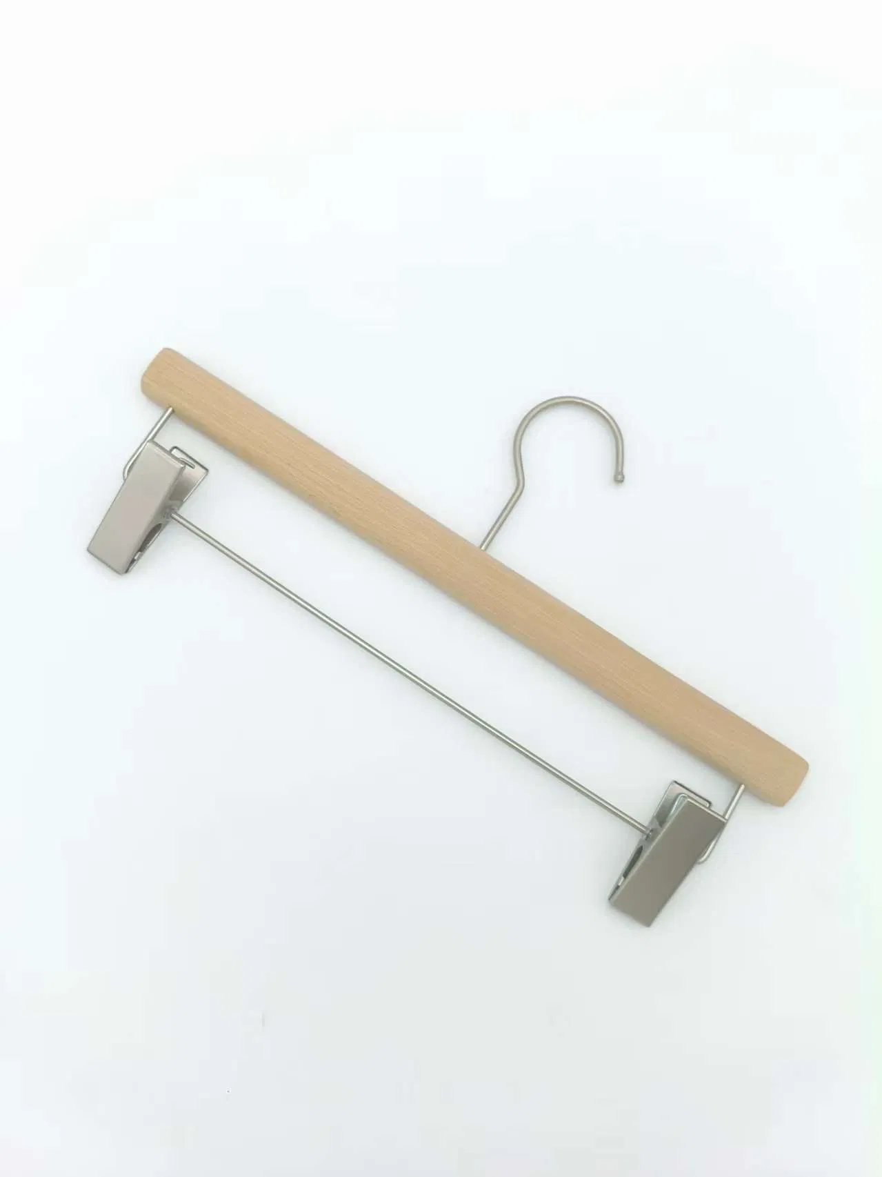 Smooth Wood Beech Laser Trousers Pants Seamless Hang Nickeled Clips Straight Hanger