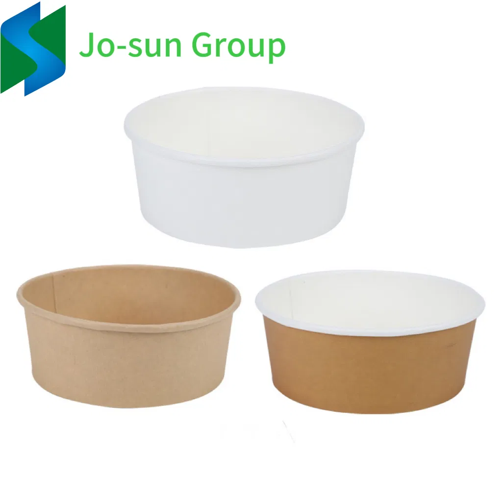 Manufacturer Custom Logo OEM Disposable Brown Packaging with Lid for Noodle Rice Hot Food Salad Soup Kraft Paper Bowl