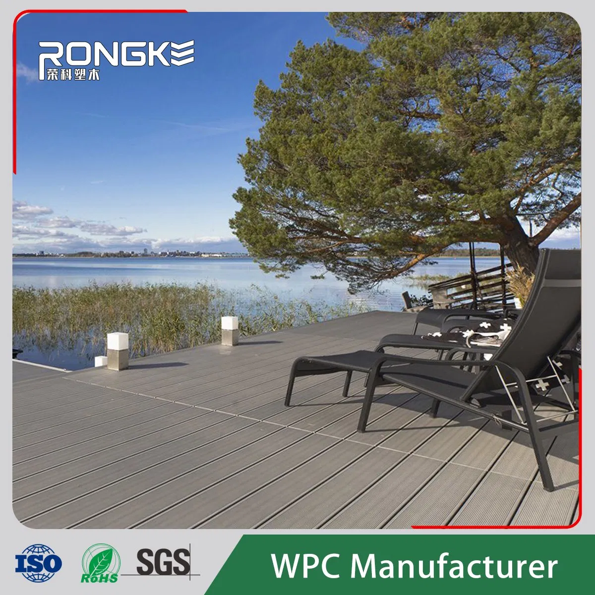 Террасная доска WPC 146x24 мм, серый цвет