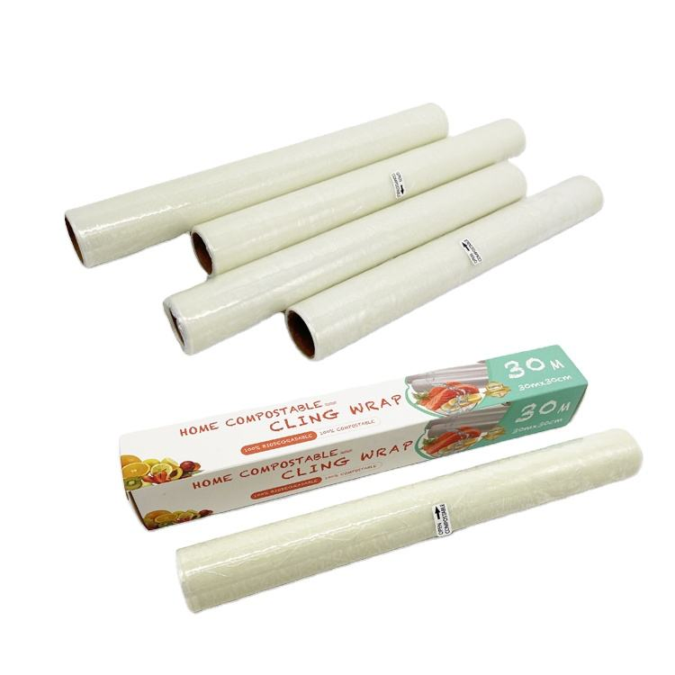 PLA Food Cling Wrap Biodegradable Meat Fruit PLA Wrap Film Jumbo Roll Clear Shrink Wrap Food Grade Stretch Film
