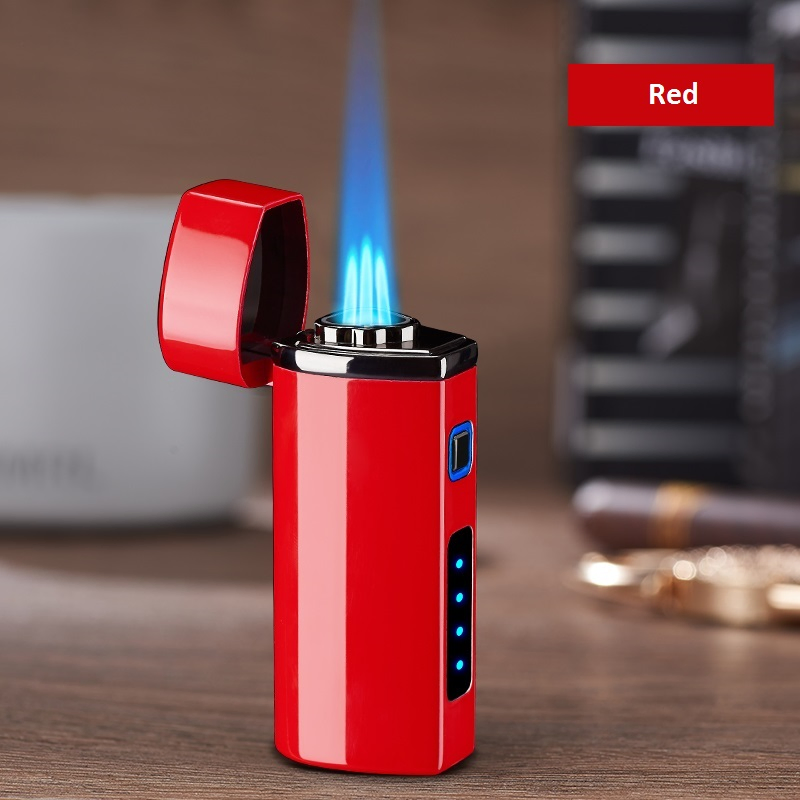 Quality 3 Jets Custom Logo Portable Refillable Butane Gas Jet Flame Torch Cigar Lighter with Electric Switch